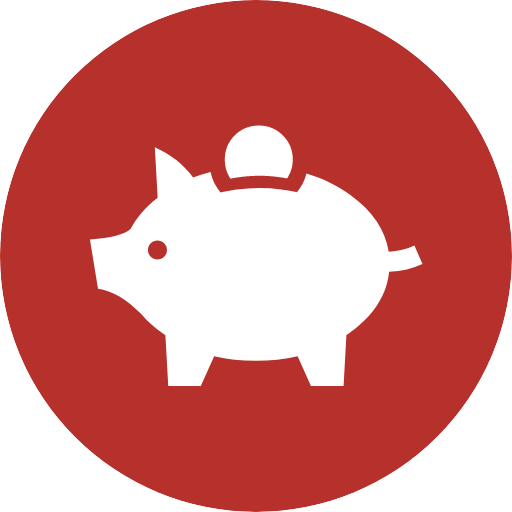 a white piggy bank with a coin in the middle