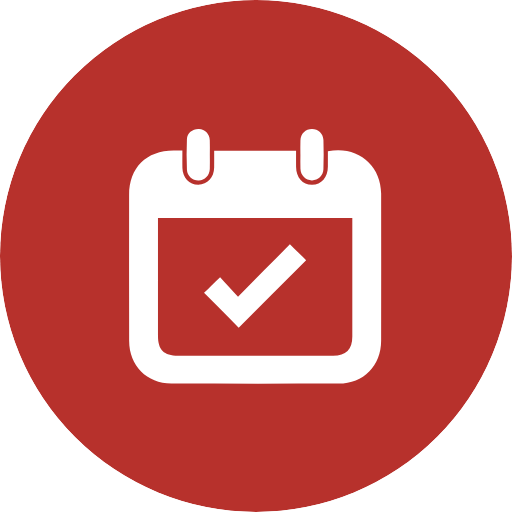 a red circle with a white check mark on it